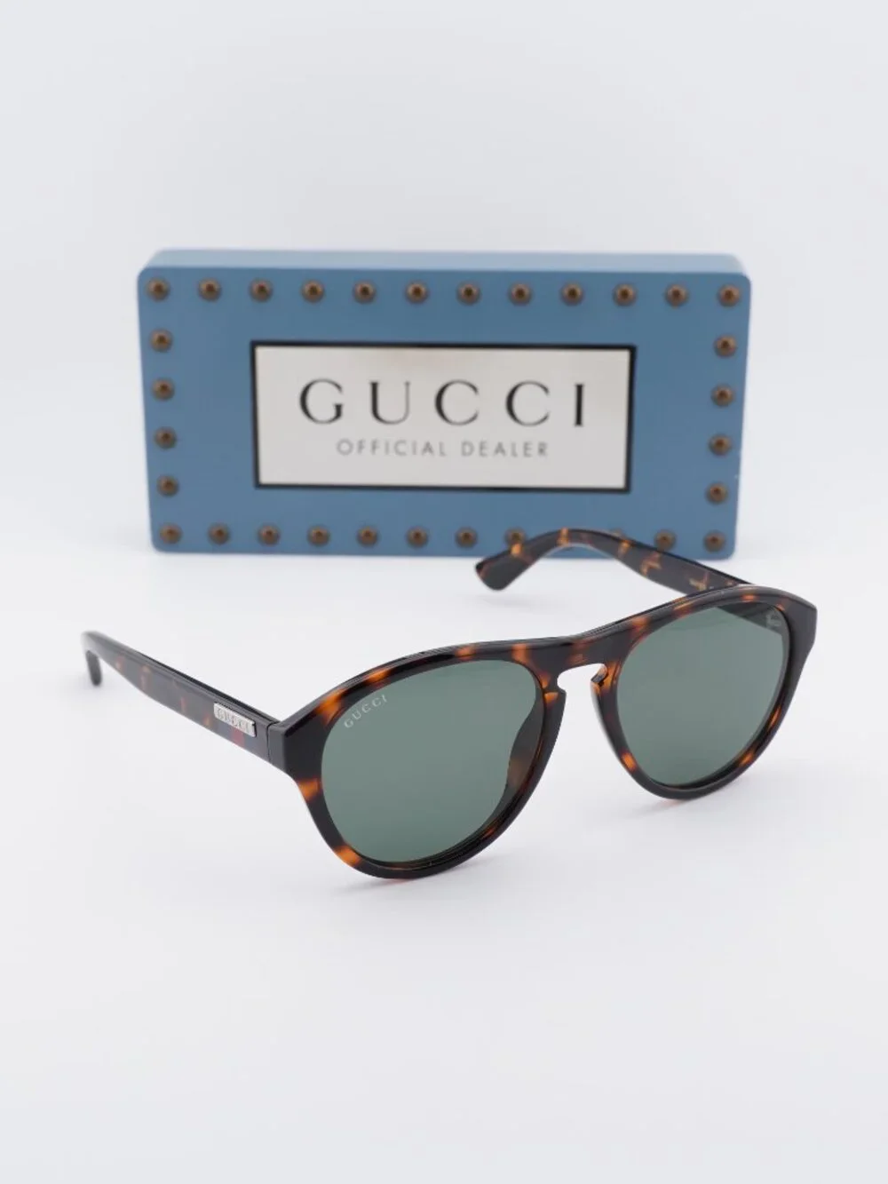 Gucci GG0747S 003 Aviator Sunglasses - Havana / Green